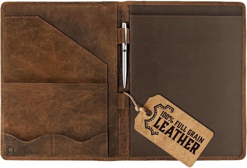 Moonster Leather Portfolio Professional Organizer Padfolio – Resume Folder with Luxury Pen - Leather Binder Portfolio Writing Pad with Business Card Holder - Portfolio Folder for Men & Women - Image 1